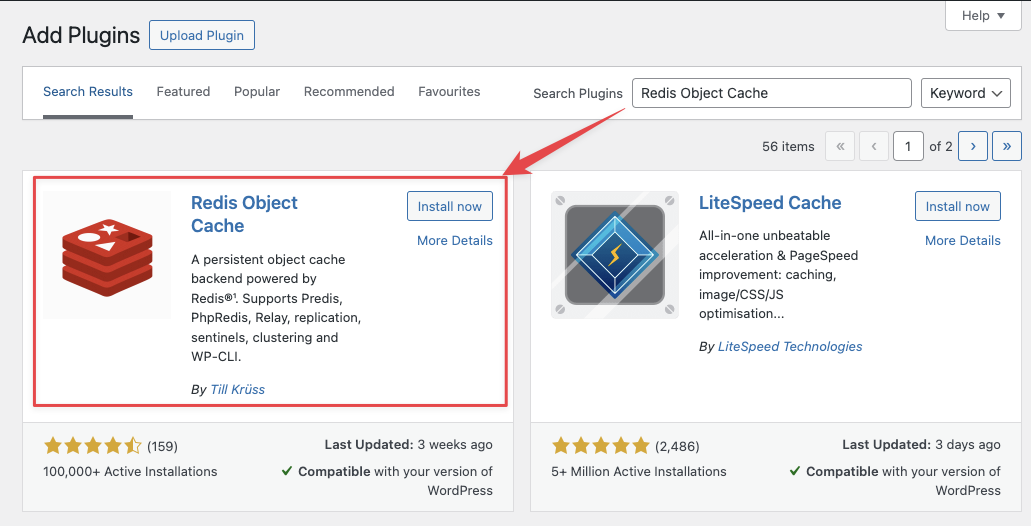Cài đặt plugin redis cho wordpress
