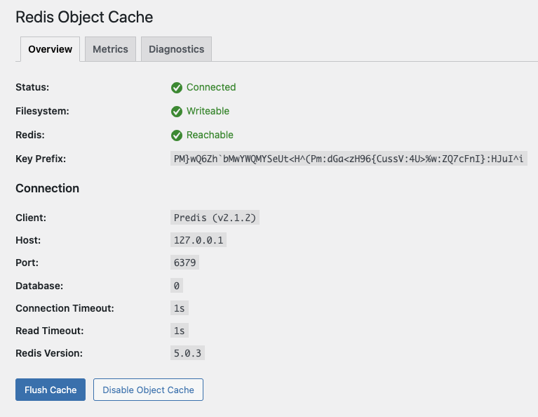 kích hoạt redis trên wordpress