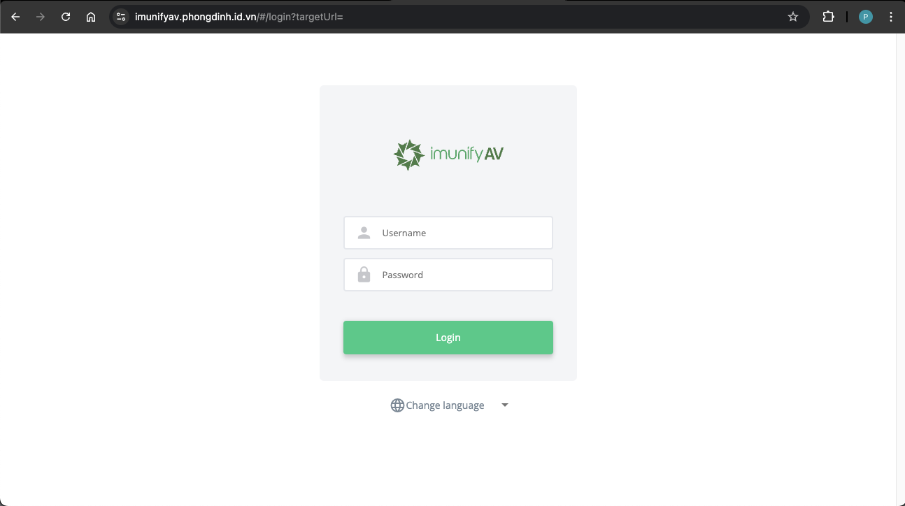 Giao diện truy cập ImunifyAV