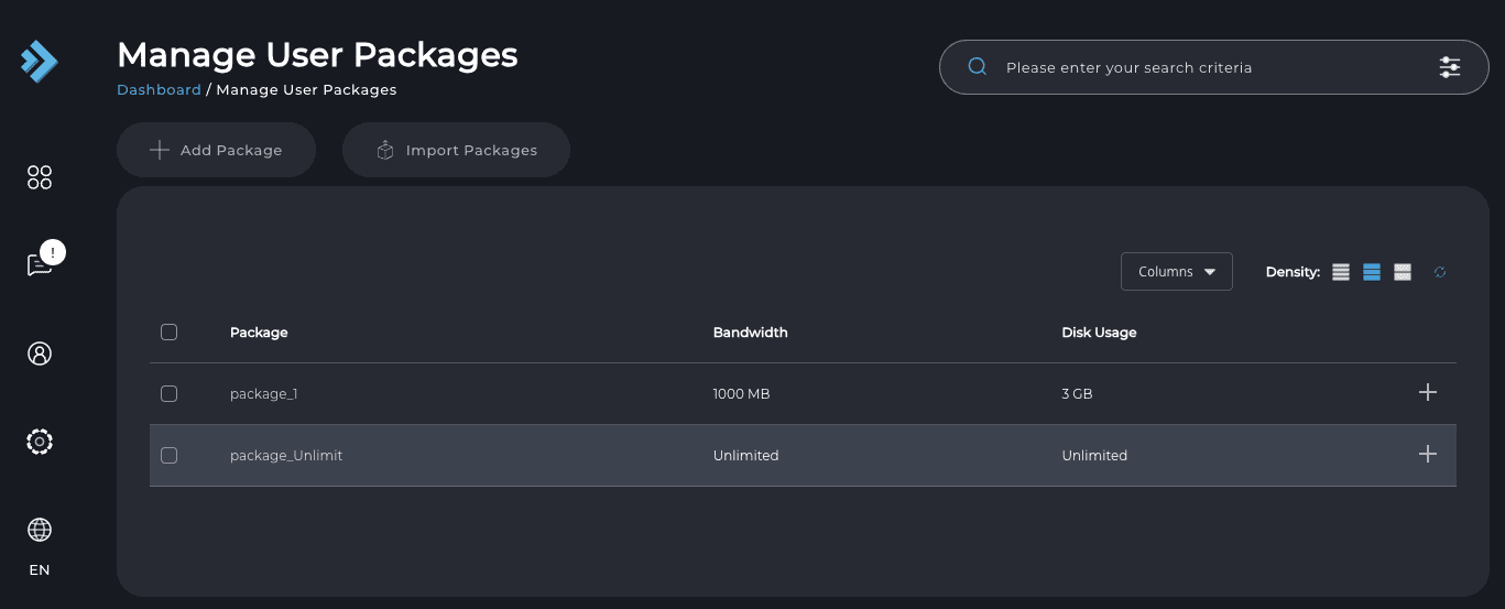 Tạo user package