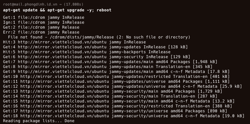 Cập nhật hệ thống máy chủ Ubuntu 22.04