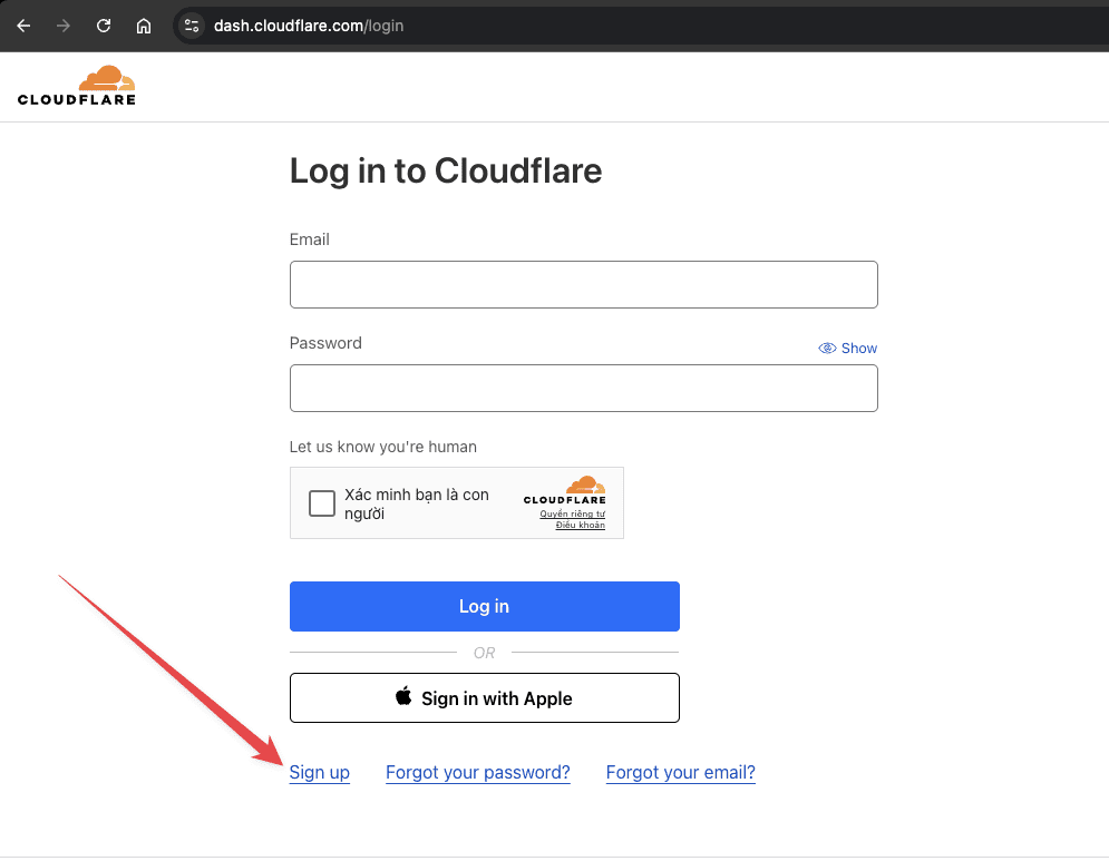 Đăng ký tài khoản cloudflare