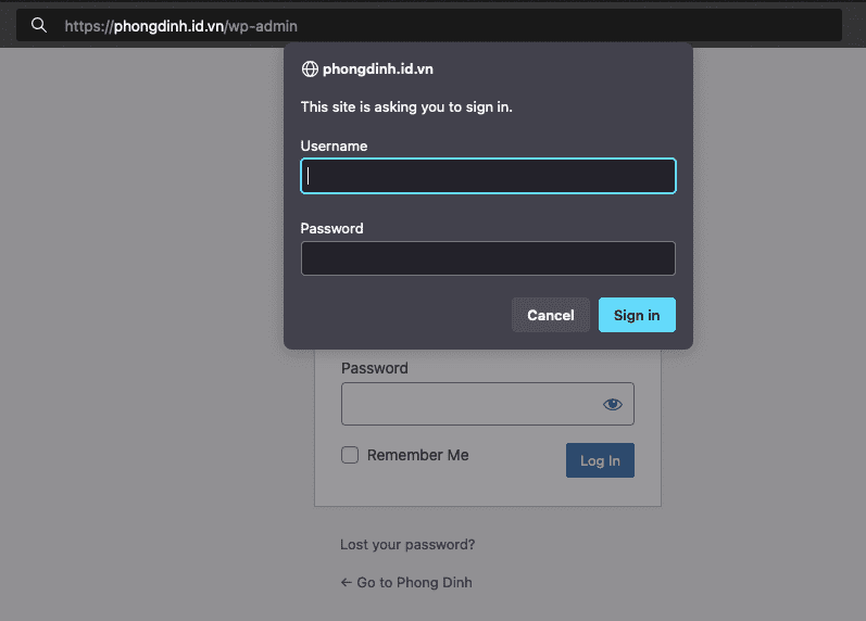 truy cập wp-admin wordpress