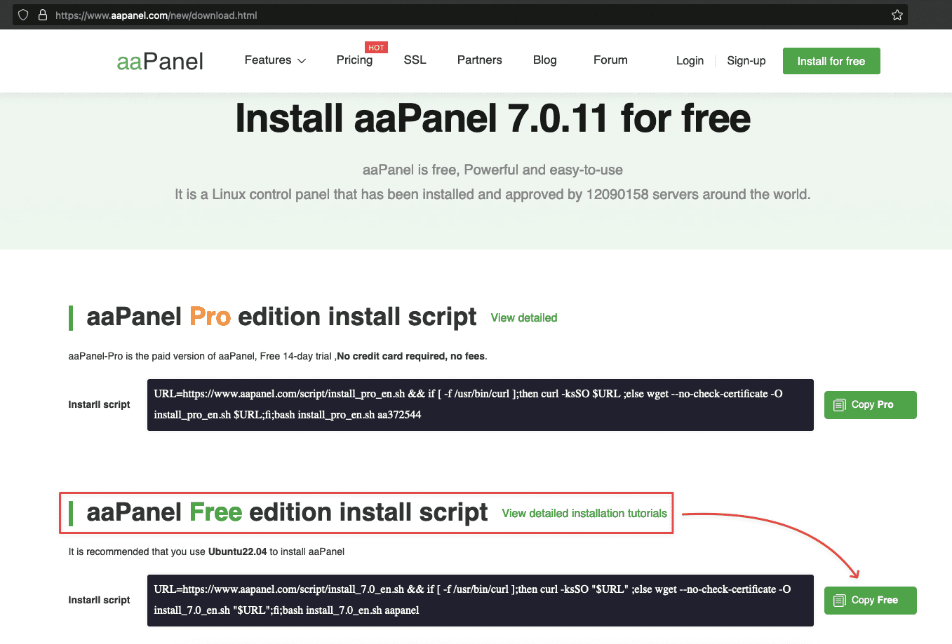 script cài đặt aaPanel free
