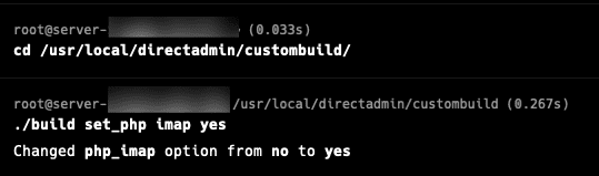 build trong Directadmin