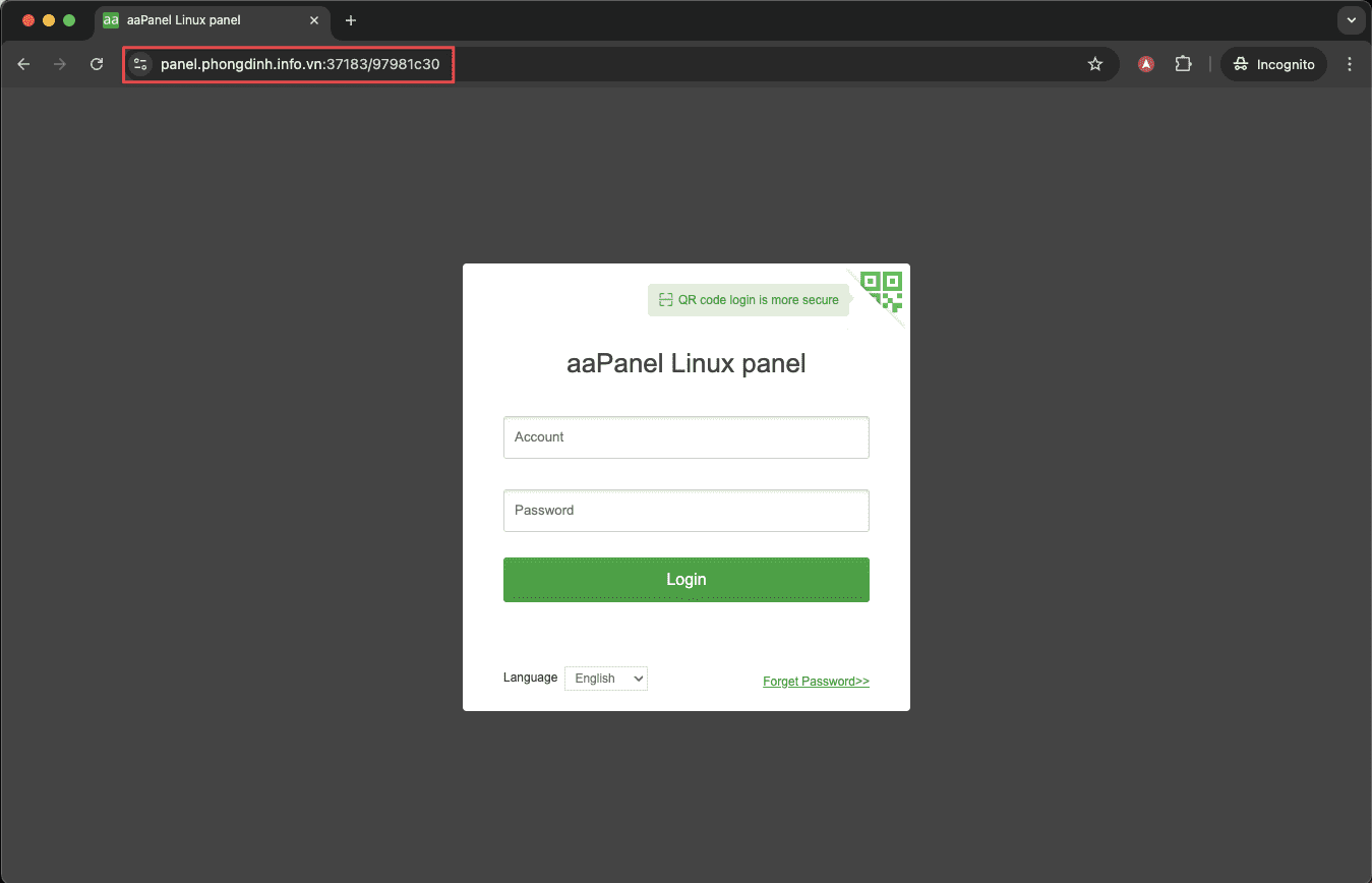 Truy cập hostname vào aaPanel